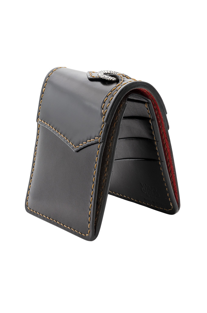 Flat Head Wild Child Leather & Cordovan Wallet - Black