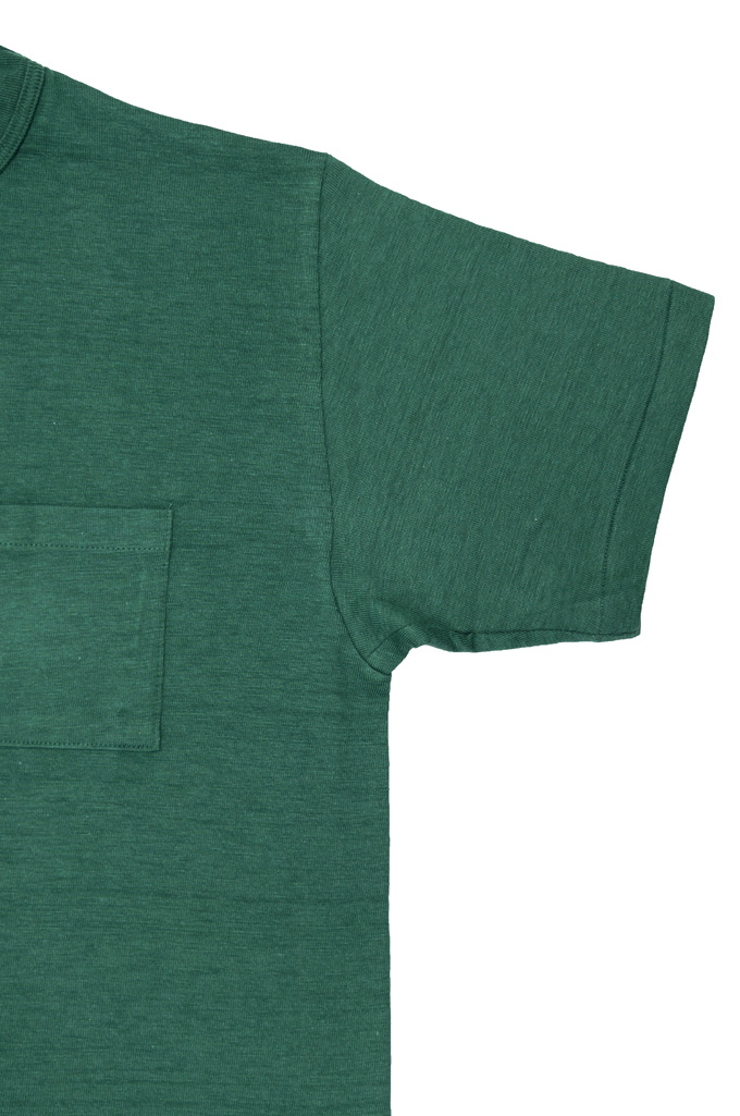 Warehouse Slub Cotton T-Shirt - Dark Green w/ Pocket