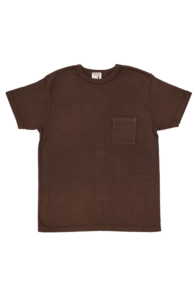 Samurai ZERO FABRIC T-Shirt - Dark Brown (Kuri DARK - Chestnut Dyed) w/ Pocket