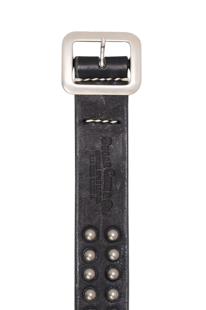 Sugar Cane Cowhide Leather Belt - Black Studded - Image 1