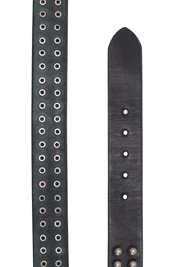 Sugar Cane Cowhide Leather Belt - Black Studded