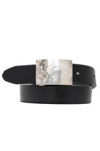 Flat Head Leather Belt - Black - Image 0