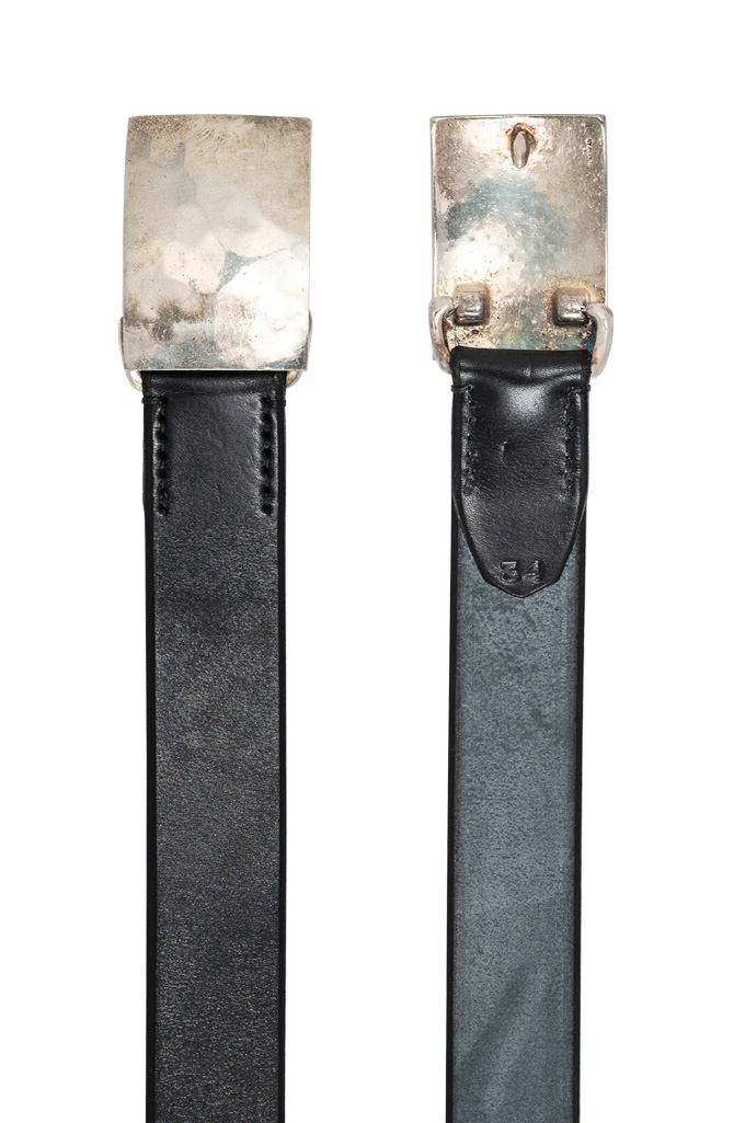 Flat Head Leather Belt - Black - Image 2
