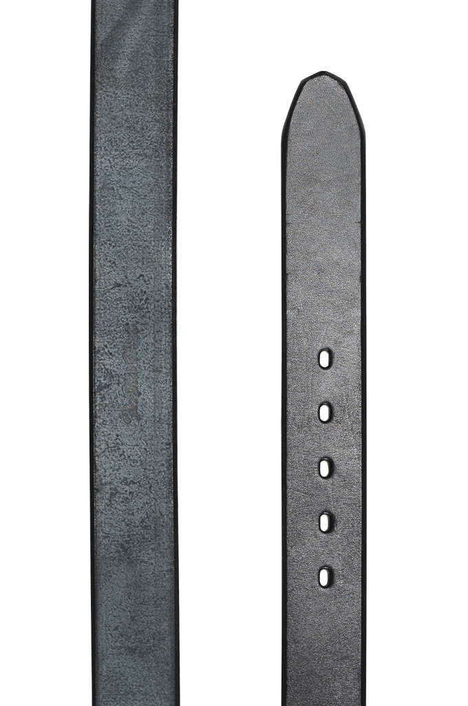 Flat Head Leather Belt - Black - Image 3