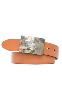 Flat Head Leather Belt - Tan - Image 0