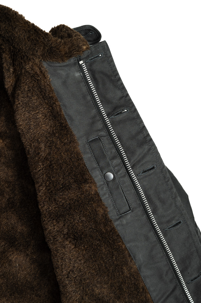 Iron Heart Alpaca-Lined N-1 Deck Jacket - Black Oiled