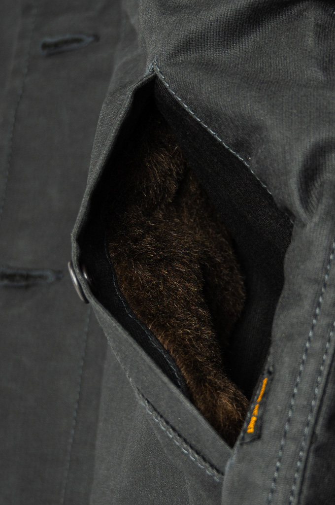 Iron Heart Alpaca-Lined N-1 Deck Jacket - Black Oiled