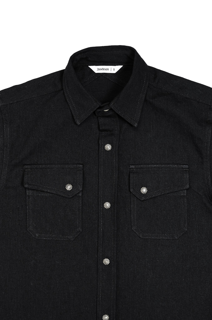3sixteen Crosscut Western Shirt - Black Denim