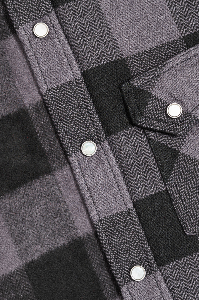 Flat Head “GENGAP” Heavy Winter Flannel Western - Gray/Black