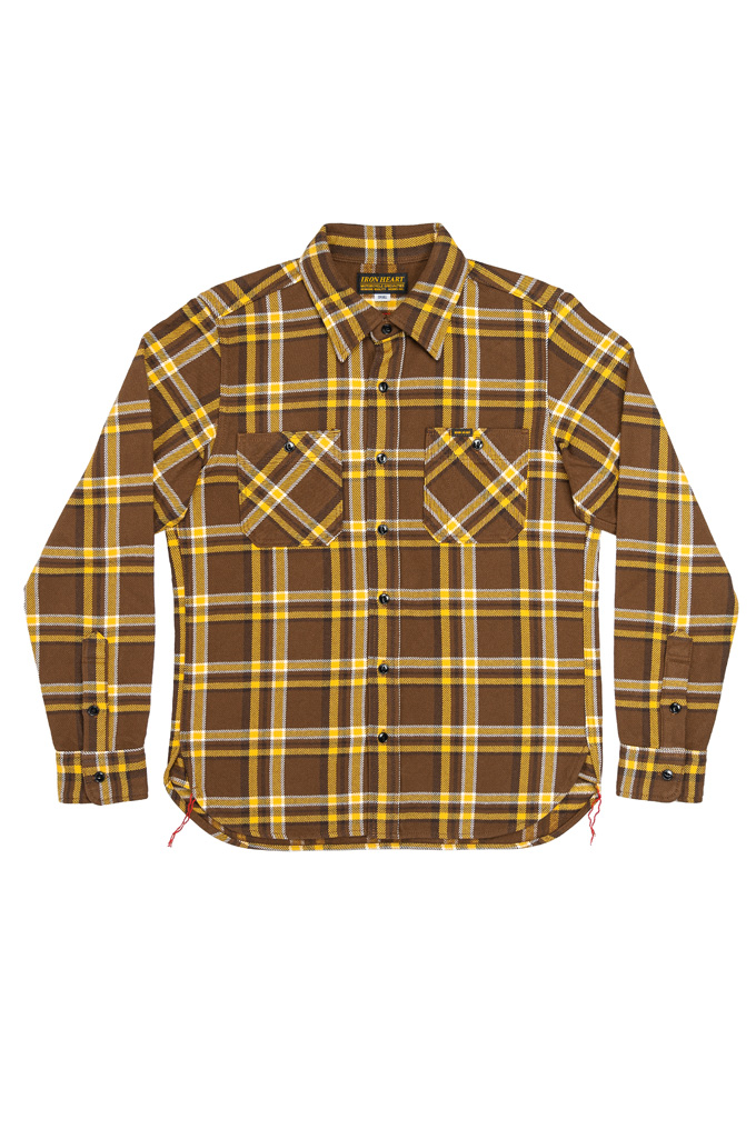 Iron Heart Ultra-Heavy Flannel - IHSH-378-BRN - Crazy Check Brown Workshirt