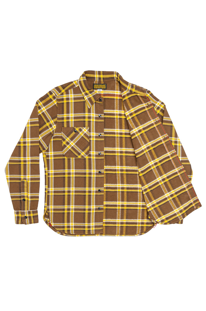 Iron Heart Ultra-Heavy Flannel - IHSH-378-BRN - Crazy Check Brown Workshirt