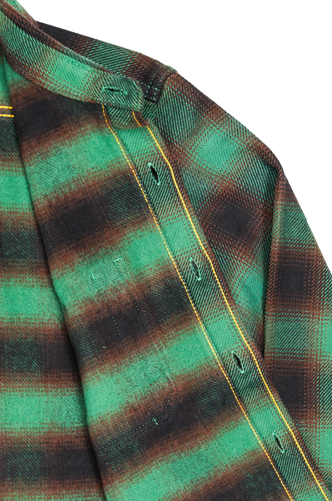 Iron Heart Ultra-Heavy Flannel - IHSH-379-GRN - Ombre Check Green Workshirt
