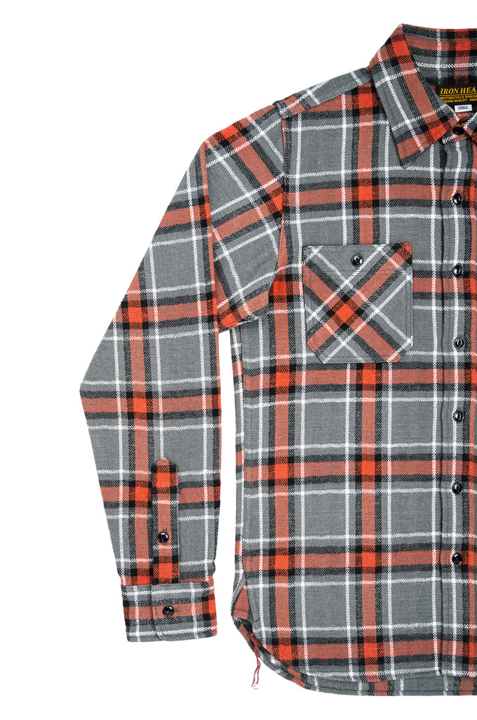 Iron Heart Slubby Heavy Flannel Shirt - IHSH-375-GRY - Grey Workshirt