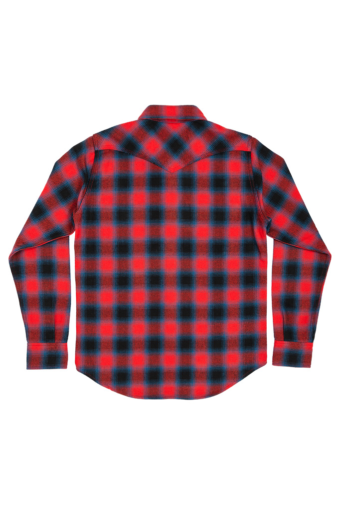 Iron Heart Ultra-Heavy Flannel Western Shirt - IHSH-373-RED - Ombre Red