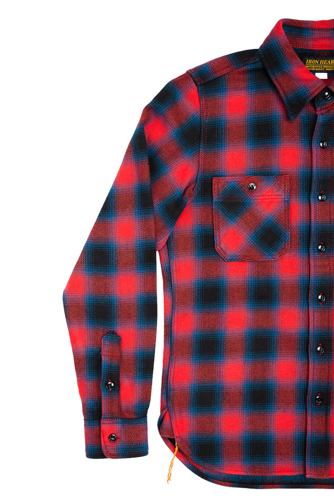 Iron Heart Ultra-Heavy Flannel Workshirt - IHSH-379-RED - Ombre Red