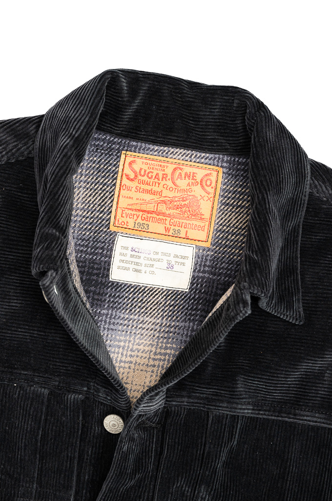 Sugar Cane Type II Jacket - Heavy Flannel Lined Black Cord