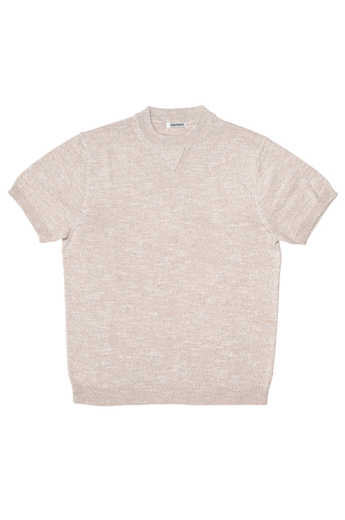 3sixteen Cotton/Linen Knit Short Sleeve T-Shirt - Natural Marled