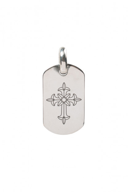 Good Art Sterling Silver Dog Tag Pendant - Medium/Spanish Cross