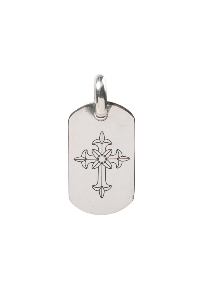 Good Art Sterling Silver Dog Tag Pendant - Medium/Spanish Cross