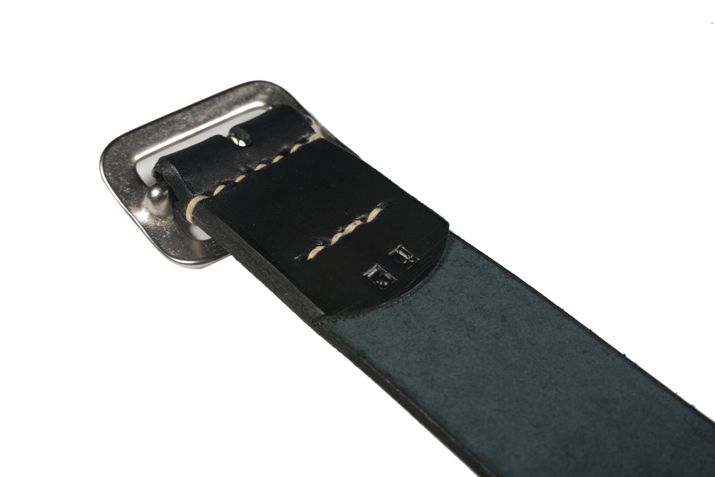 Sugar Cane Cowhide Leather Belt - Black - Image 2