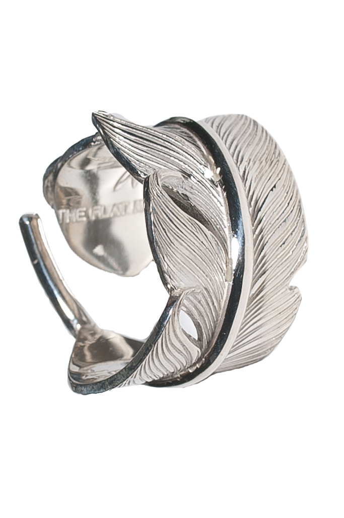 Flat Head Silver Feather Ring - Image 0