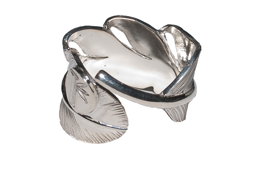 Flat Head Silver Feather Ring - Image 3