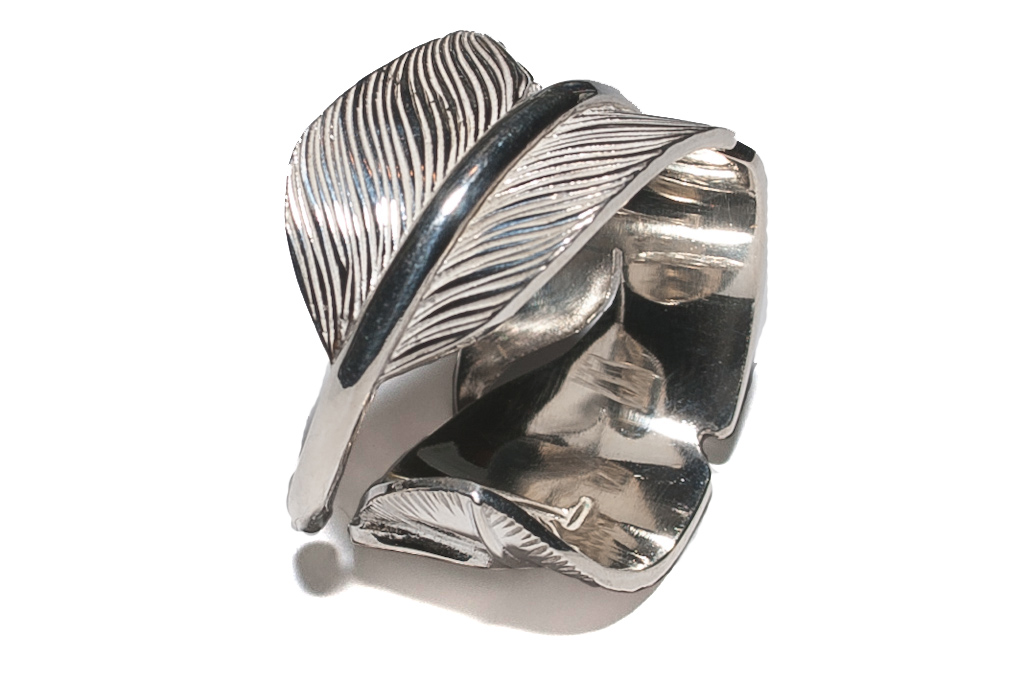 Flat Head Silver Feather Ring