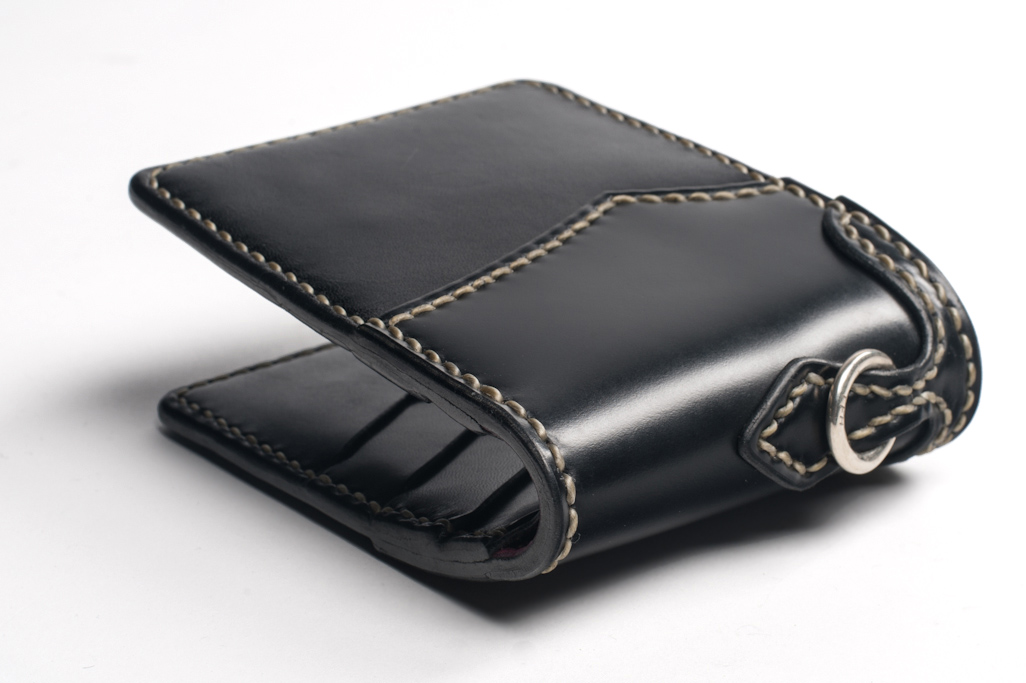Flat Head Wild Child Leather & Cordovan Wallet - Black - Image 4